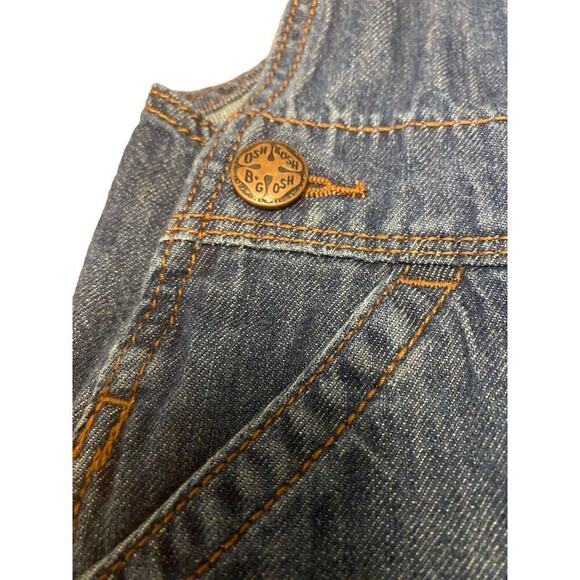Oshkosh B'gosh Vestbak Overalls Denim Blue Heart SZ 5T ROLLED RED PLAID CUFF - Picture 6 of 12